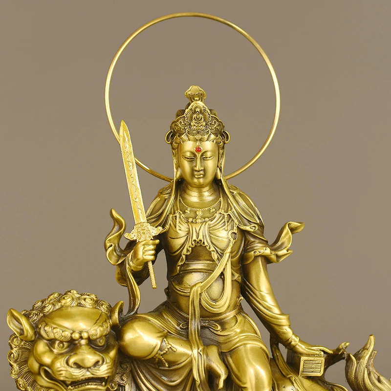 Brass Manjushri Samantabhadra Buddha , God Statues, Ornaments For Year Of Rabbit, Dragon, Snake, And The Thre