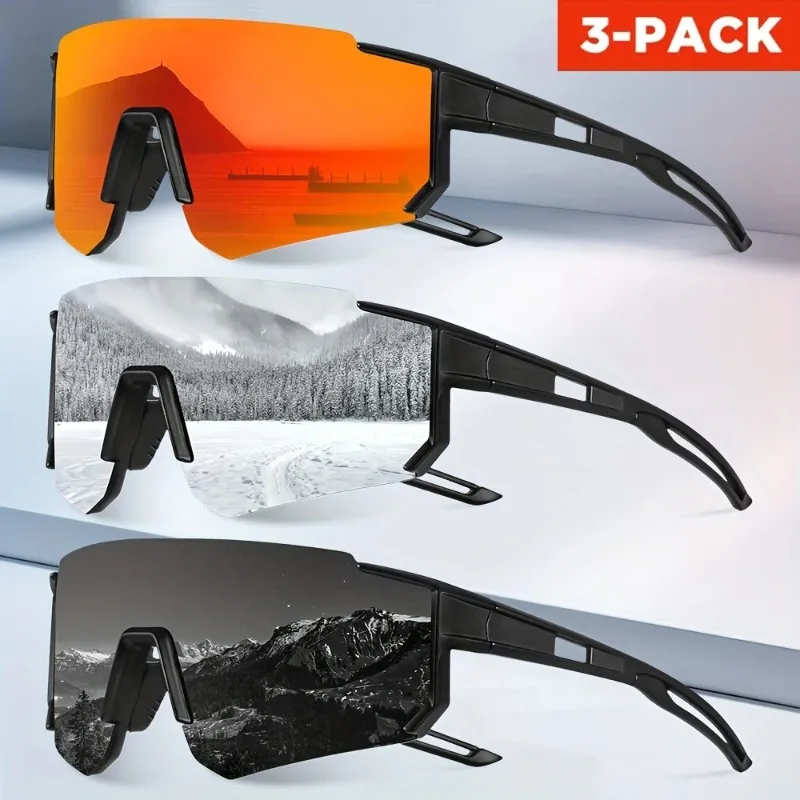 Lunettes de soleil surdimensionnées pour cyclisme en plein air, pour hommes et femmes, pour la conduite, le vélo, le sport, l'escalade, protection UV400, 1/3 pièces