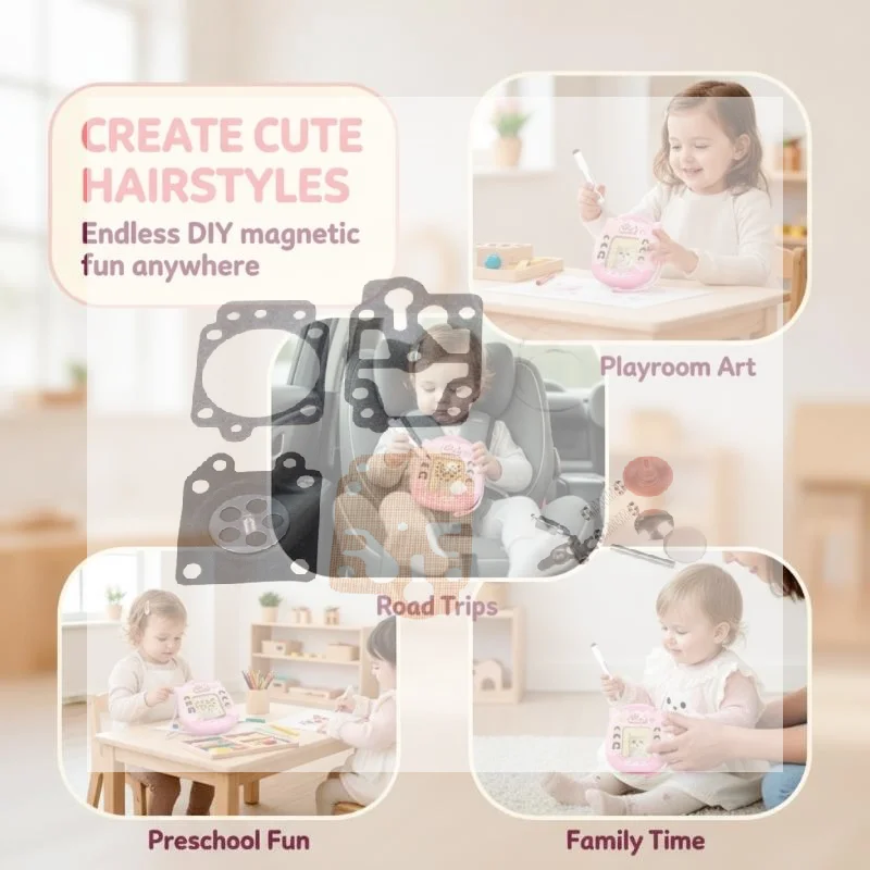 DIY Magnetic Cat Hairstyle Creation Art Board Creative Steel Ball Drawing Toy Funny Stress Relief for School Classroom Activity