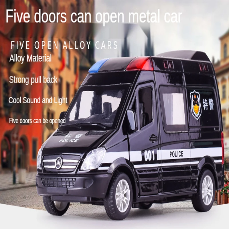 Jouet de voiture d'ambulance et de police en métal avec lumières et sons, mini côtes réalistes, cadeau parfait pour les garçons et les enfants