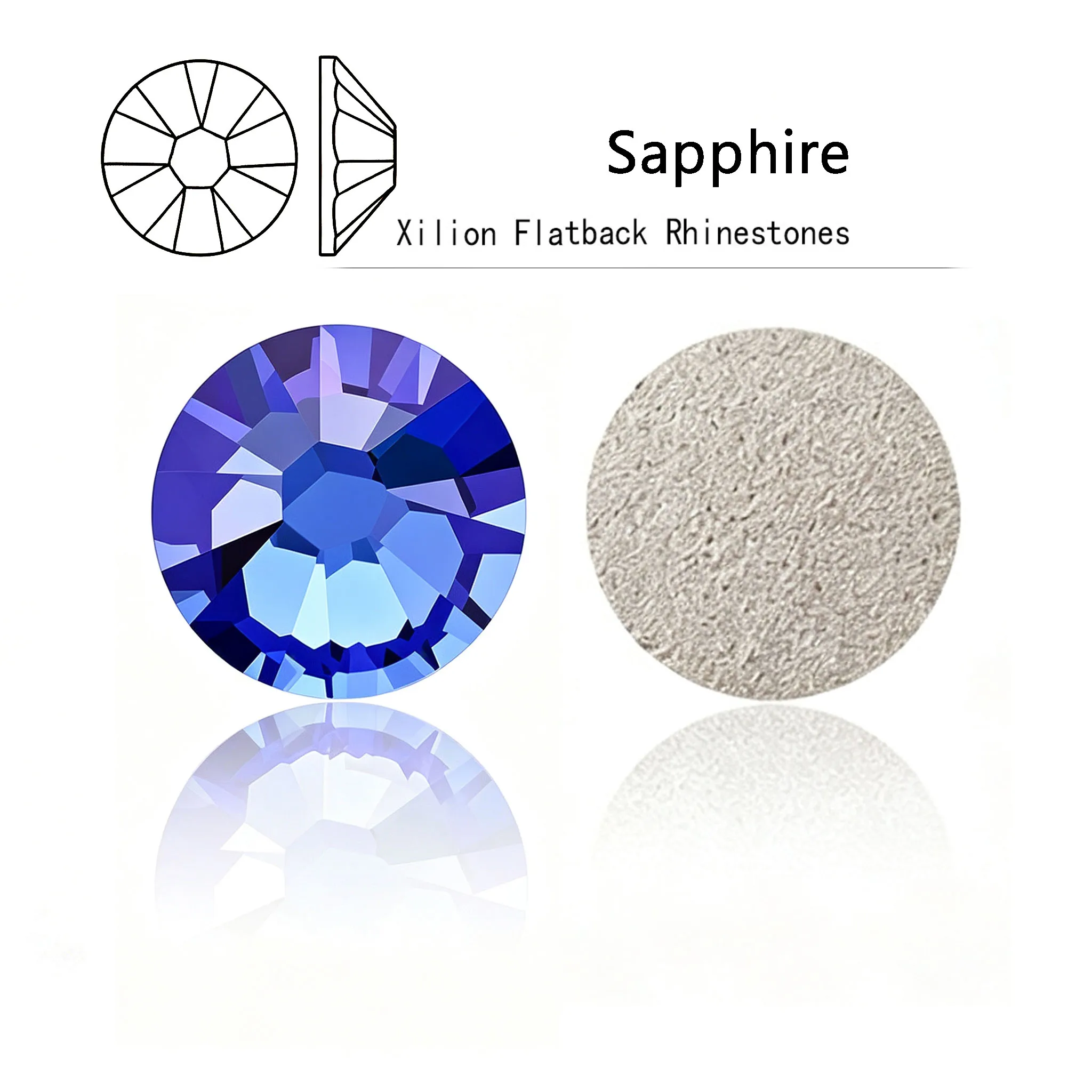 Sapphire Xilion Rose 7Big 7Small SS16 SS20 SS30 Flat Back Rhinestones Pixie Strass for Needlework Garment Clothes Nail Art