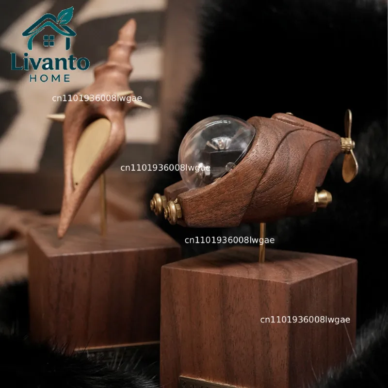 

Original black walnut desktop ornament gift ocean hand carved creature underwater world solid wood creative home accessories