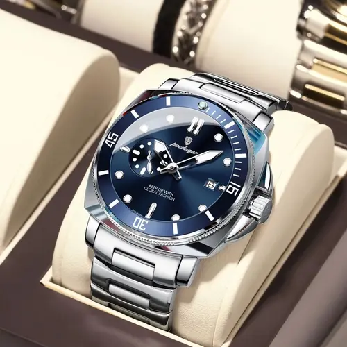 POEDAGAR, relojes originales de lujo para hombre, reloj de negocios luminoso resistente al agua con fecha, reloj de pulsera de cuarzo a la moda de acero inoxidable para hombre