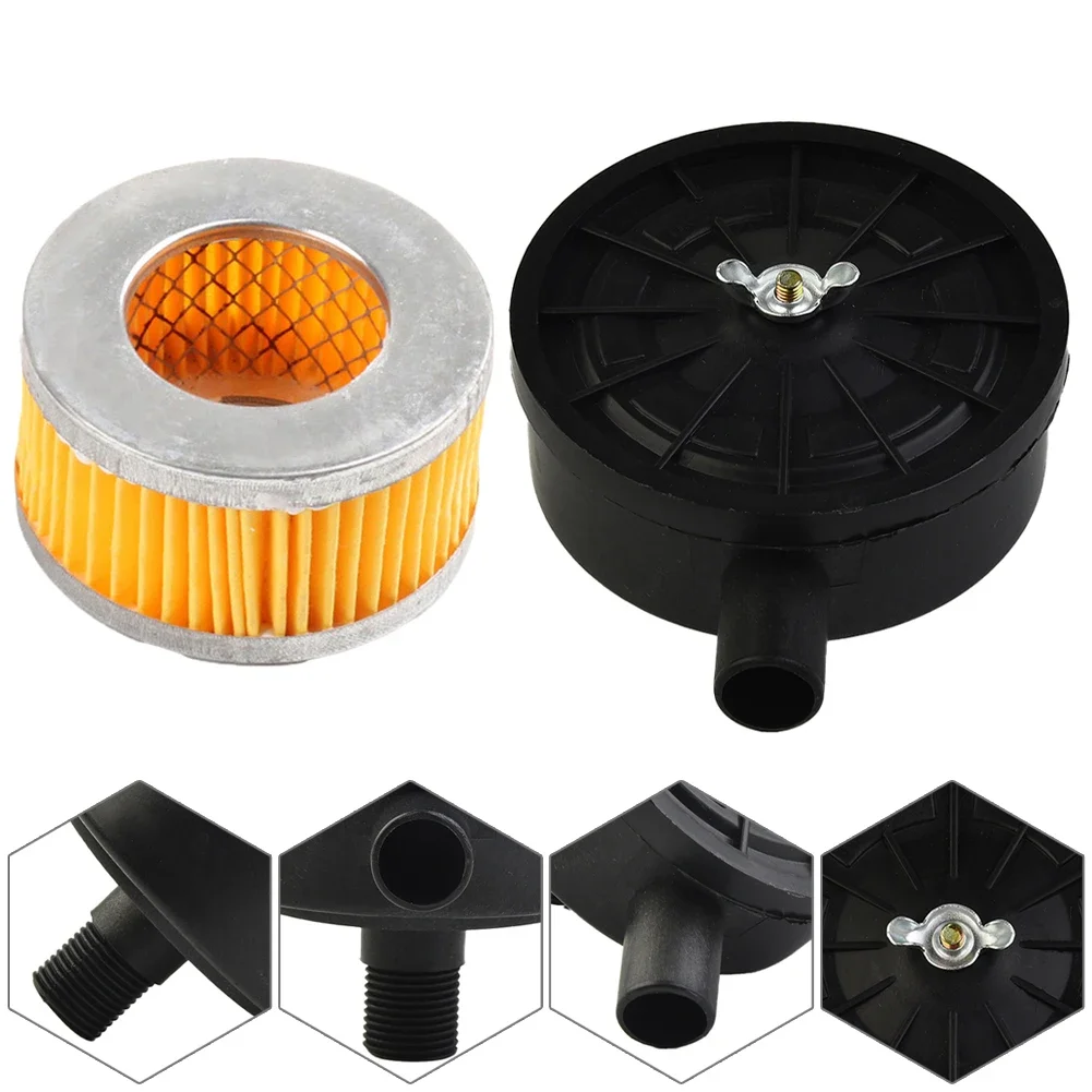 

Silencer Muffler Noise Reducer Set Supplies Workshop Air Compressor Black Filter cartridge Kit Paper Plastic Pump