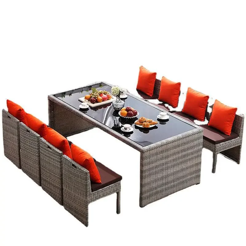 

Outdoor Terrace Balcony Garden Creative Rattan Storage Table and Chair Combination Hotel