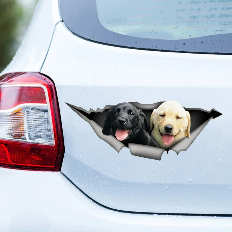 13 CM Exterior Accessories Decal Labrador Dog 3D Funny Car Sticker Waterproof Decals Auto Decors on Bumper Rear Window Laptop