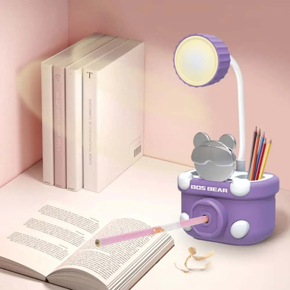 USB Charging Learning Reading Light Eye Protection Pencil Sharpener Cute Desk Lamp 360 ° Adjustable Pen Container