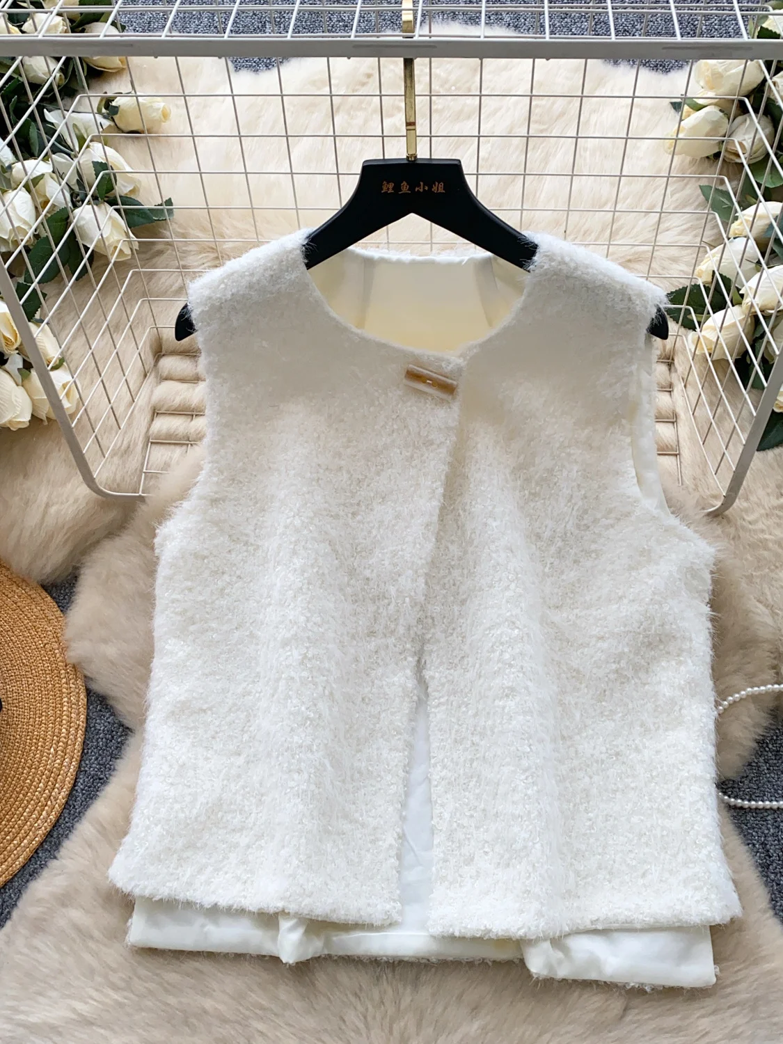 

Ele Faionable Button-Up round Ne Svel Open Cardigan Vest Women's Autumn Winter Layering Outerwear oulder Pad ...