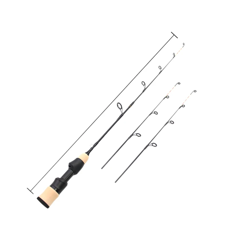 55cm 2 Tips Rod Winter Ice Fishing Rod Fishing Reel Set Rod Pole Tackle Carbon Pole Ice Fishing Rod