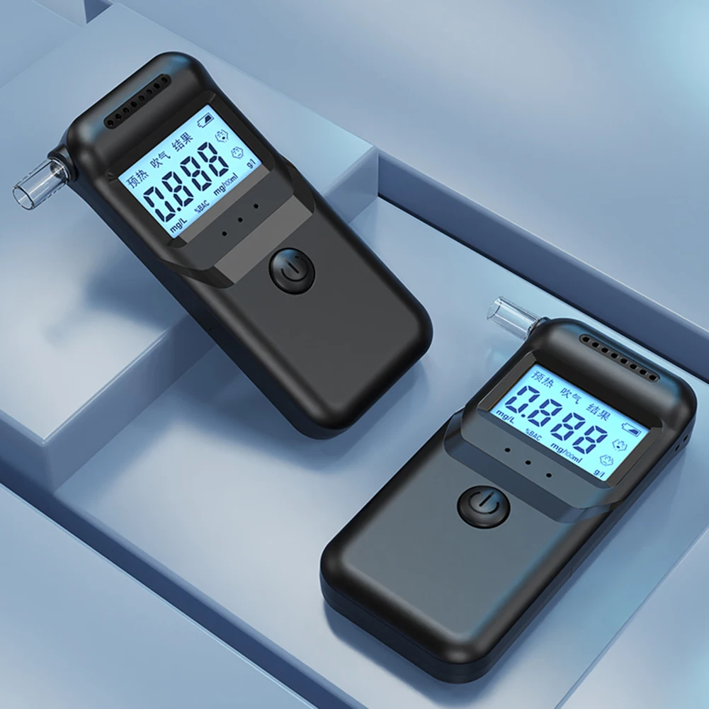 Digital Alcohol Breathalyzer Accurate LCD Display Alcohol Detector with 5 Mouthpieces Drunk Driving Analyzer for Home Party Use