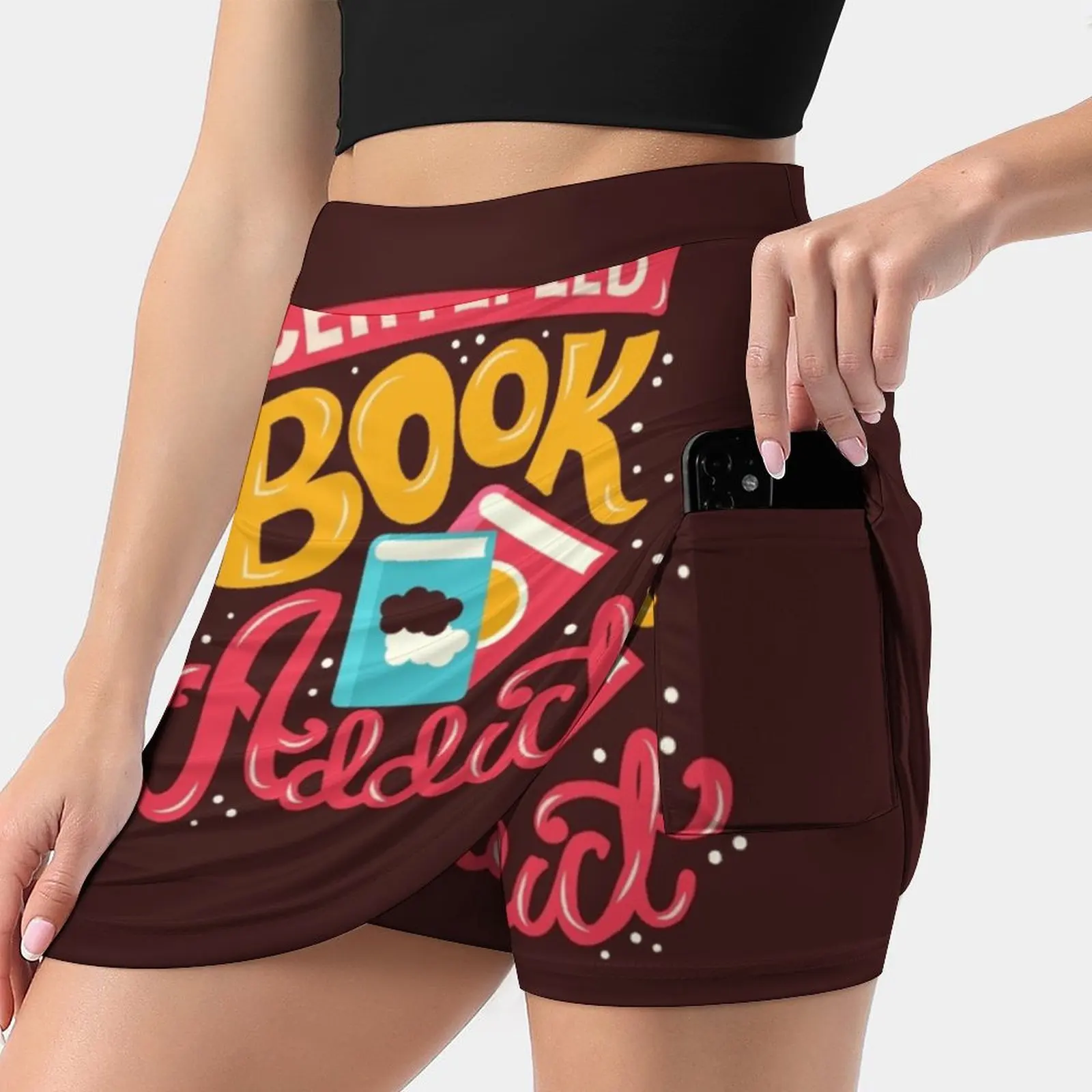 Certified Book Addict Women Sports Skirt Tennis Golf Dance Fitness Running Yoga Skirts Lettering Hand Lettering Books Reading