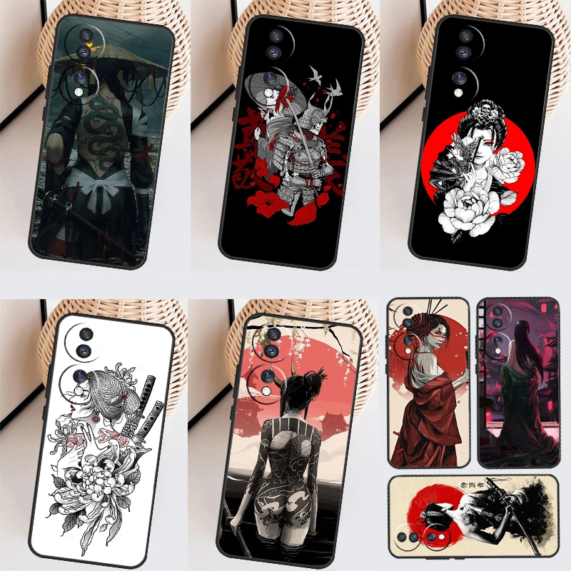 Samurai Warrior Geisha Funda For Honor X9a X8a X7a X6a X6 X7 X8 X9 8X 9X Honor Magic 5 Pro 10 50 70 90 Lite Case