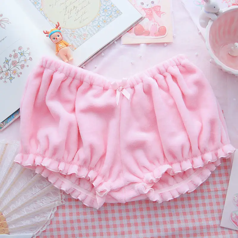 Sanrio Underwear Set Kuromi Cinnamoroll Plush Tube Top Two-piece Set Cute My Melody Pink Milk Silk Bra Girls Home Underwear