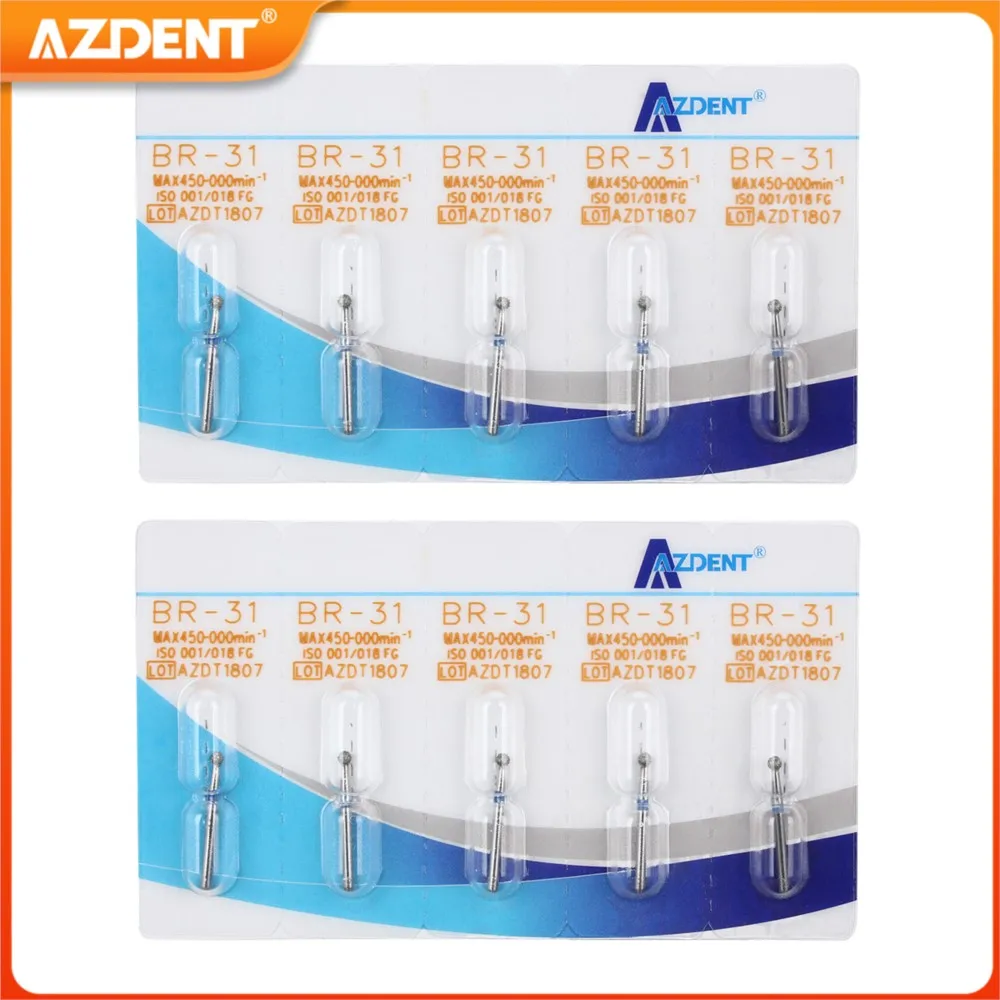 

10PCS AZDENT Dental Diamond Burs FG Drills 1.6mm 133 Sizes Bur for High Speed Handpiece Dentistry Tools Instrument