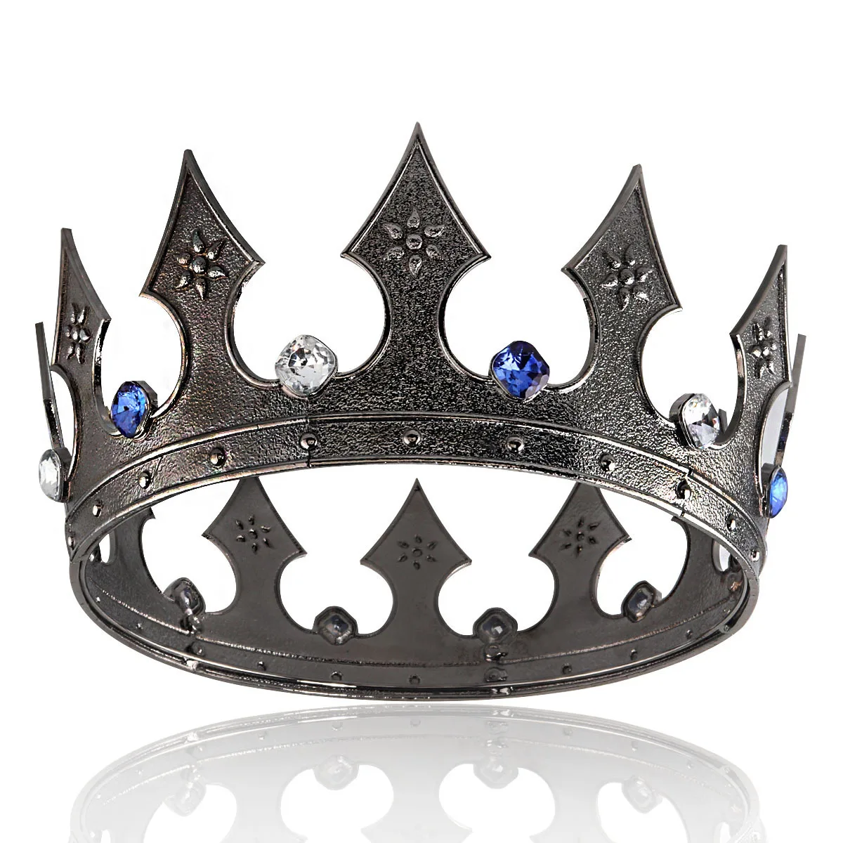 Black Medieval Crowns For Men Boys Baroque Royal King Tiaras Round Women Witch Pageant Diadem Costume European Headpieces