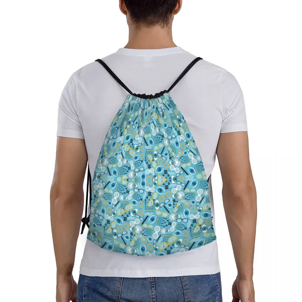 Custom Clear Vision Drawstring Bolsas para homens e mulheres, óculos de optometria leve, esportes ginásio armazenamento mochila