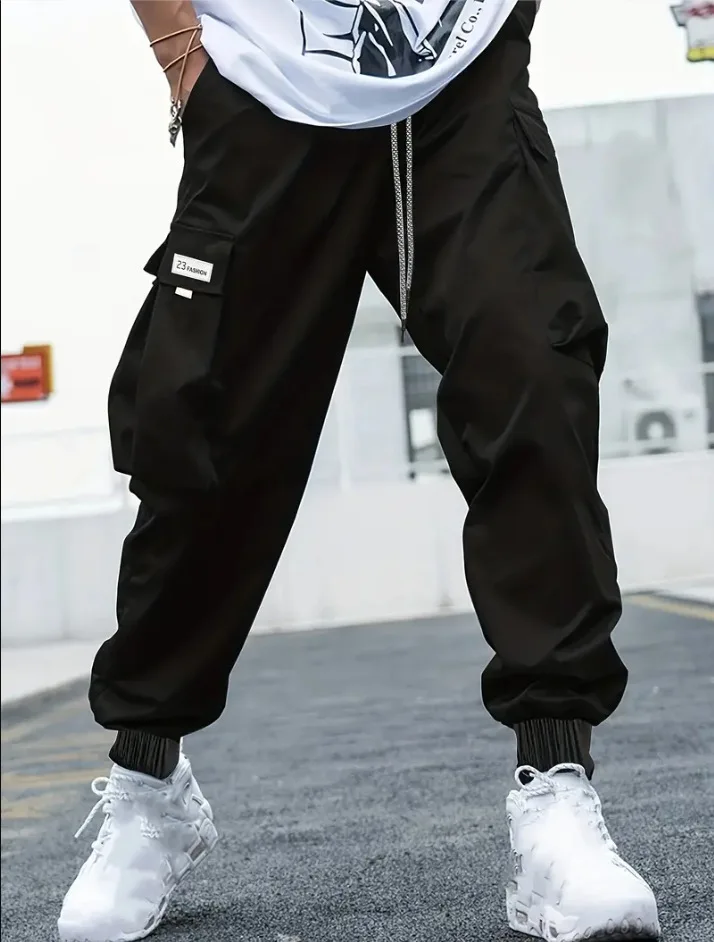 2026 Trendy Solid Color Pants, Multi Flap Pocket Men's Cargo Pants, Loose Casual Outdoor Pants, Men's Work Pants Oversized