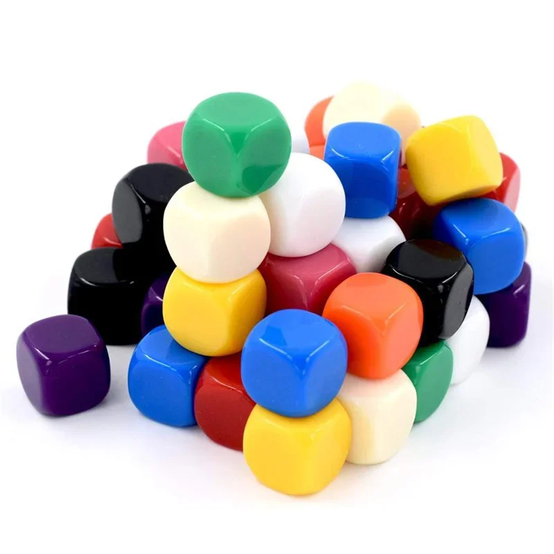 10Pcs Acrylic 16mm Multicolor Blank Dice Rounded Corner #16 Teaching Props Game Board Games Accessories Mathematical Tools