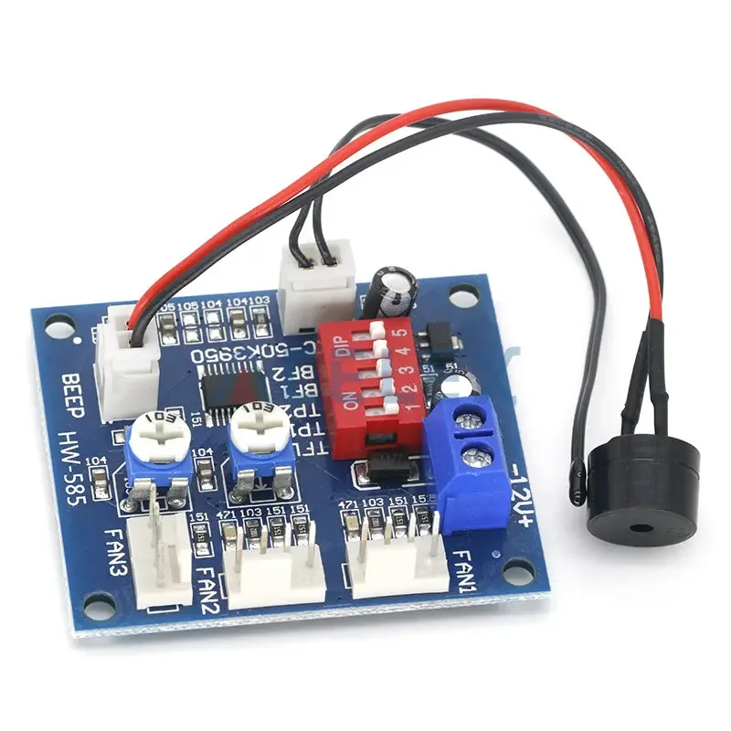 DC 12V 5A PWM PC CPU Fan Temperature Control Speed Controller Module Buzzer High-Temp Alarm NTC B 3950 Thermistor 50K