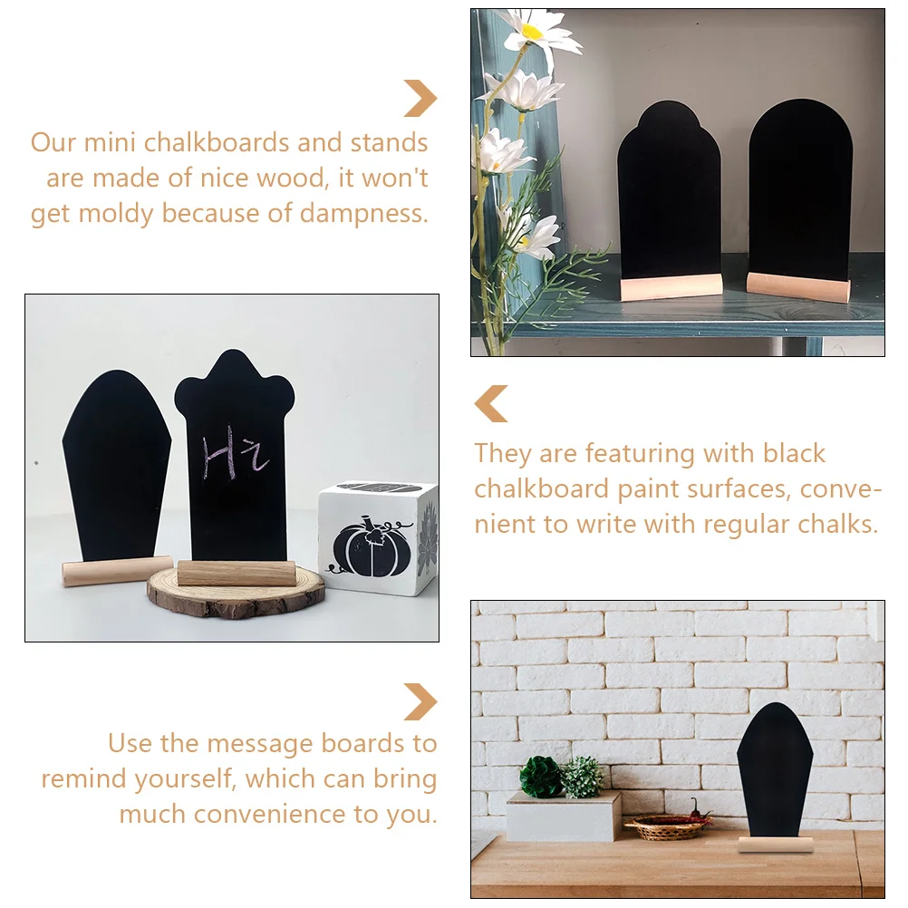 4Pcs Blackboards Decor Reusable Wooden Chalk Message Boards Two-Sided Desktop Note Writing Signs Blackboards Decor