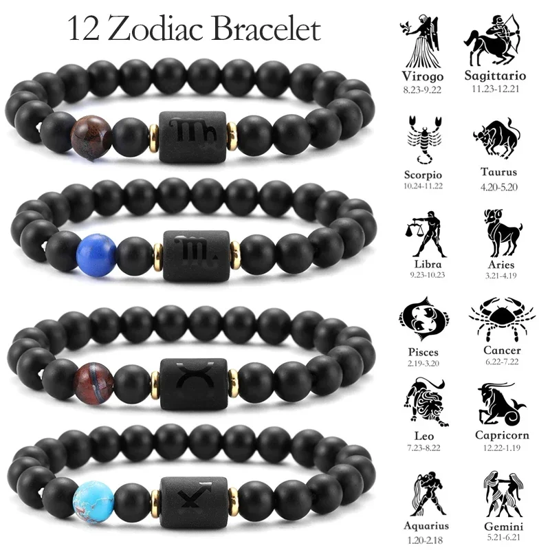 Fashion 12 Constellation Bracelet Men Women Capricorn Taurus Cancer Virgo Leo Libra Bracelet Friendship Couple Bracelet Gift