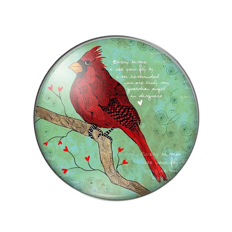 OMGALA 12mm/14mm/16mm/18mm/20mm/25mm Cartoon Animal Vintage Bird Round Photo Glass Cabochon Demo Flat Back Making Findings