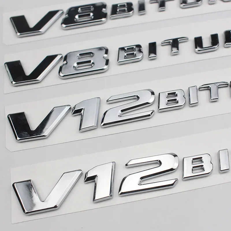 3D ABS V12 V8 BITURBO Letters Car Side Fender Badge Emblem Sticker For Mercedes Benz AMG C63 E63 W212 W213 S63 S65 G63 G65 ML63