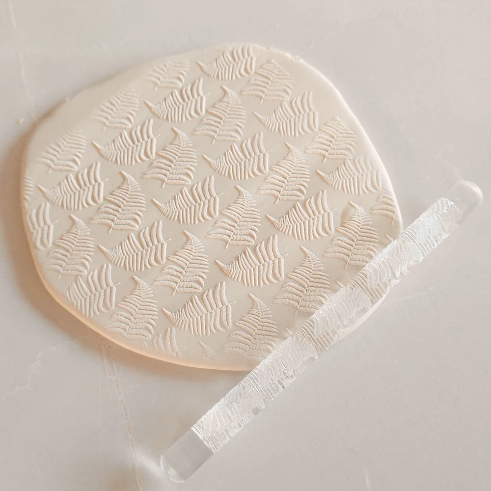 Tropical Subtropical Plan Glass Rolling Pin with Fern Leaves Pattern, Create A Beautiful Impression On Your Dough