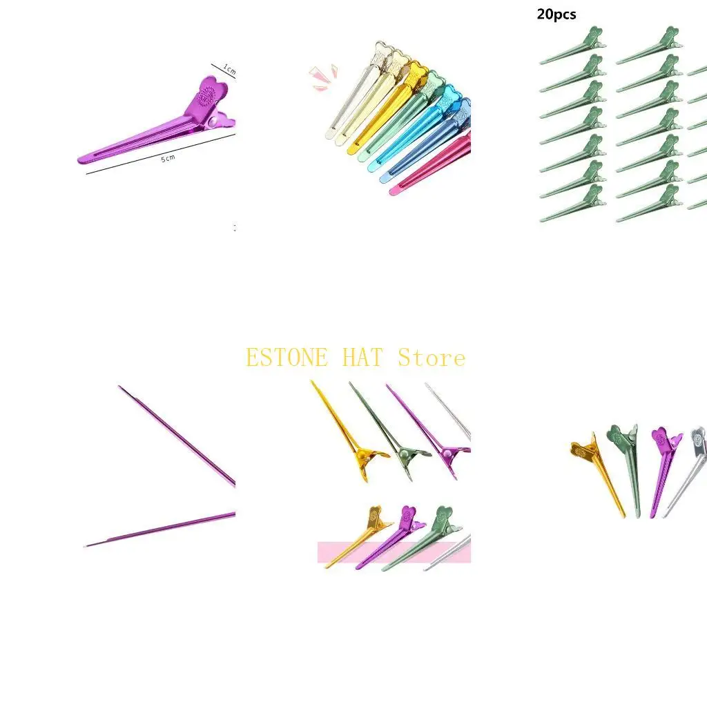 49MF 20Pcs Salon Dividing Duck Bill Hair Clips Multicolor Metal Hairdressing Barrette
