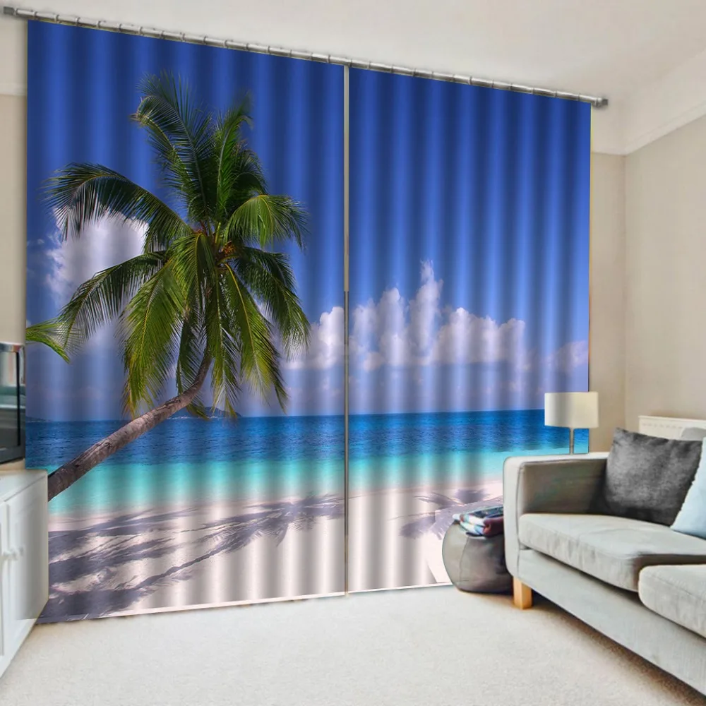 

Kitchen Curtains Rustic Country beach curtain 3d landscape curtains Vintage Window Treatment For Bedroom Living Room