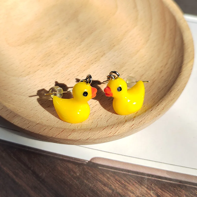 6/10/20pairs الراتنج الأصفر بطة إسقاط أقراط للنساء صديق الإبداعية مضحك لطيف الحيوان الحيوانات الأليفة قلادة قطرات الأذن المجوهرات بالجملة #5