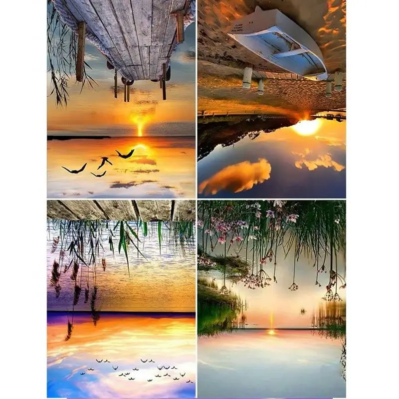 

5D Diamond Painting Kit Seaside Scenery DIY Cross Stitch Stickers Home Decor Full round Drill Kit with Glue Gun Free Shipping