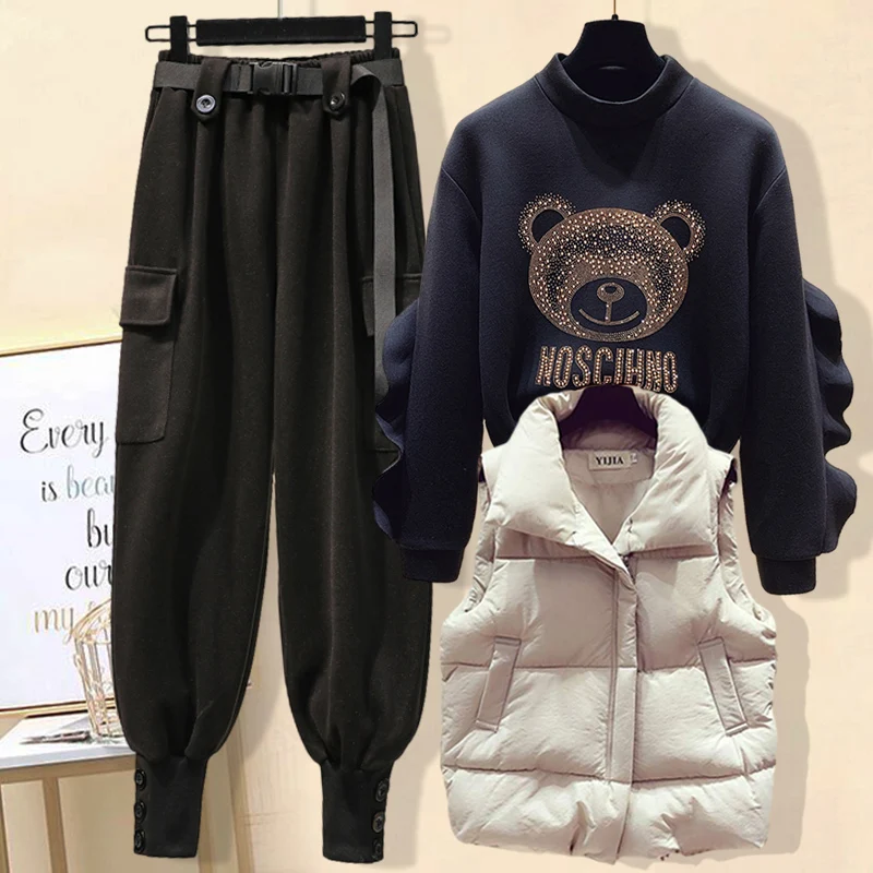 Set primaverile da donna, casual, dimagrante, maglietta, felpa con cappuccio, sistema di sale, pantaloni da lavoro, completo per giovani donne