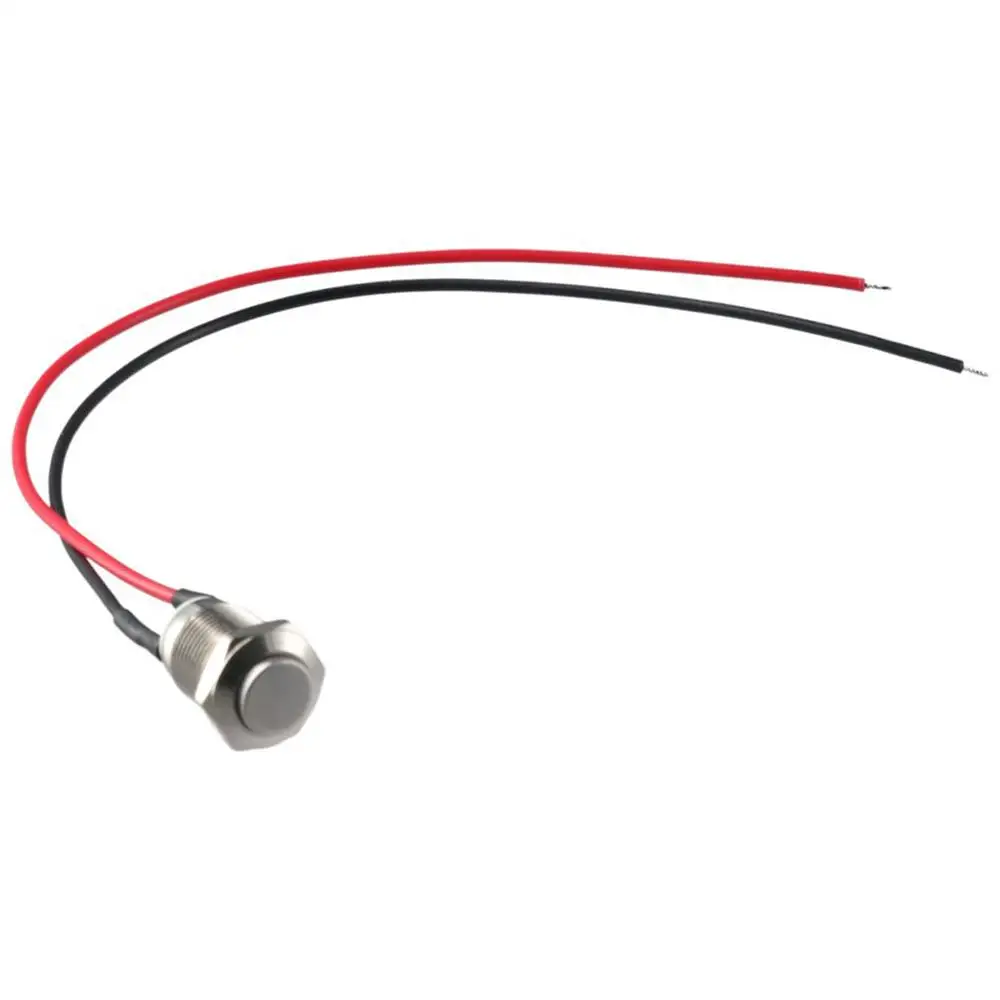 Durable 12mm Momentary Push Button Switch Black Shell IP65 Waterproof 1 Normally Open with pre-Wiring