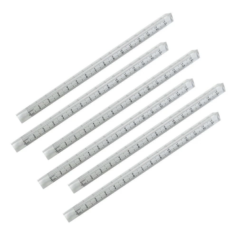 6Pcs Clear Student Ruler Set Multifunction Triangle Straight Ruler for Art Drafting School Office Use Drawing Measuring Tool