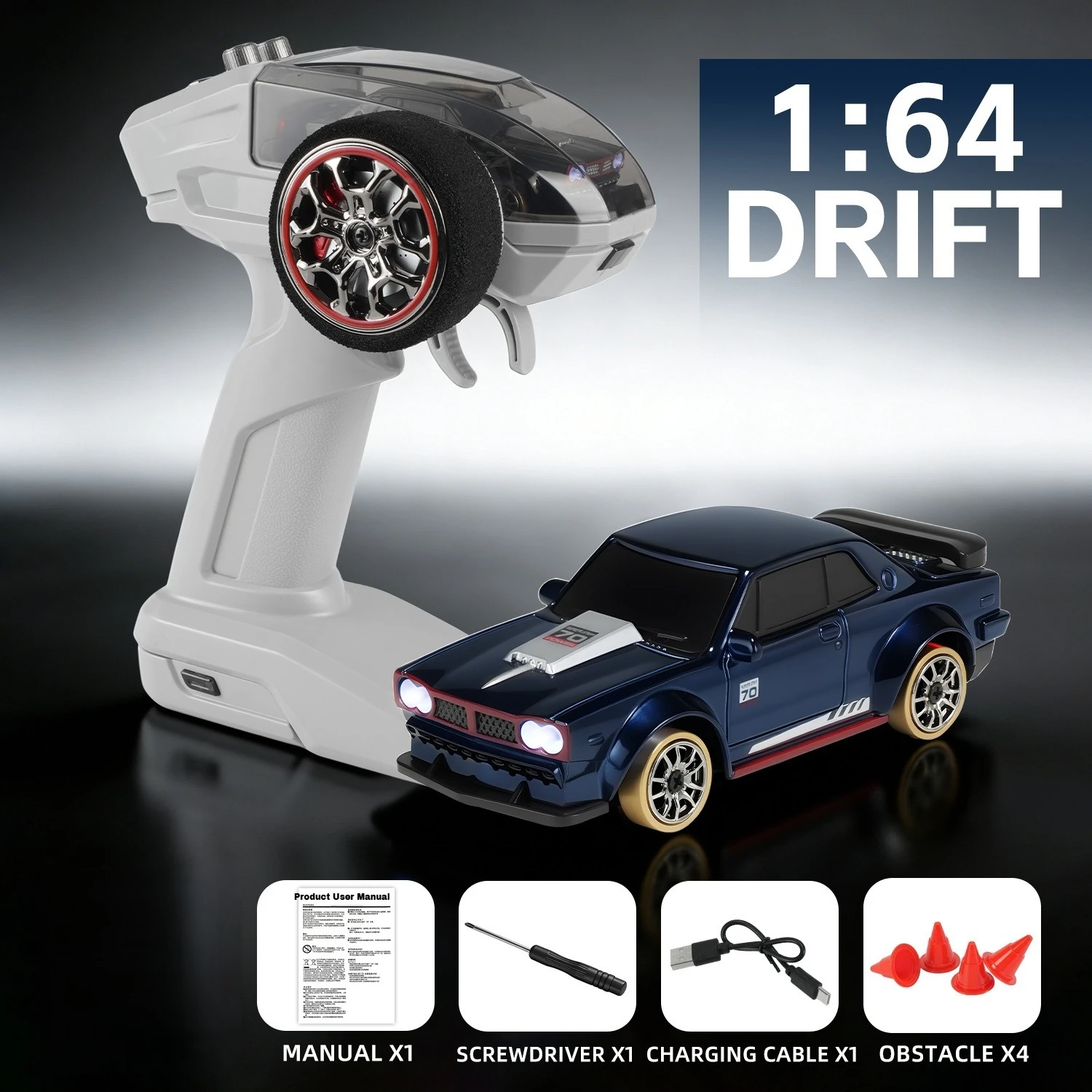 Mini Rc Drift Car 1 /64 Full Proportional Gyroscope Four Wheel Drive Magnetic Charging Remote Control Model Desktop For Adult