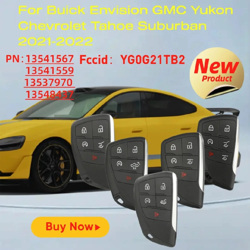 

Jingyuqin Смарт-карта, дистанционный ключ от автомобиля, 433 МГц, ID49 чип YG0G21TB2 для Buick Envision GMC Yukon Chevrolet Tahoe Suburban 2021-2022