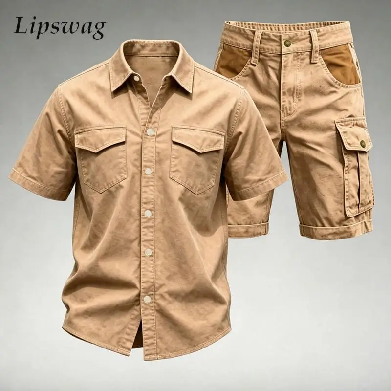 new-casual-mens-short-sleeve-two-piece-outfits-fashion-multi-pocket-cargo-shirt-and-shorts-sets-men-summer-vintage-suits