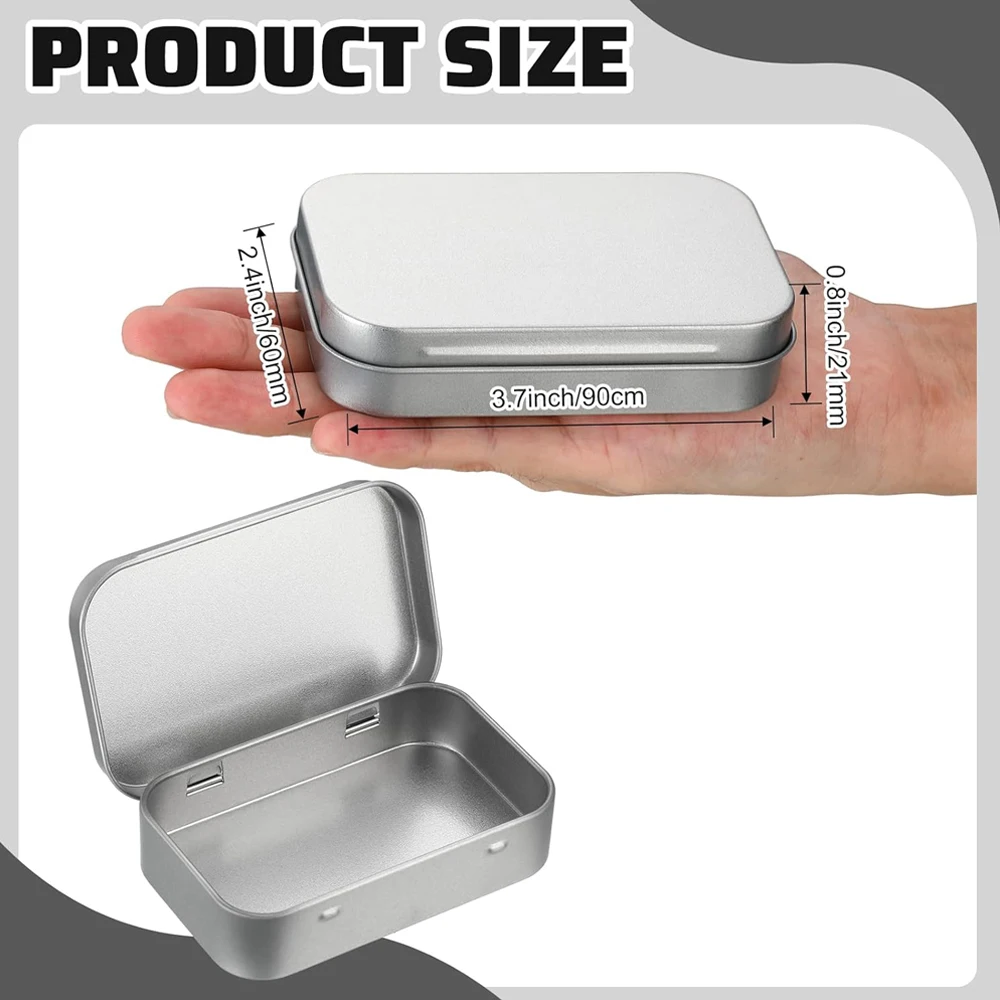 الفضة معدن مستطيلة فارغة متمحور علب حاويات علب الضروريات الأساسية علب صندوق صغير محمول مجموعة تخزين صغيرة كرت هدية #2