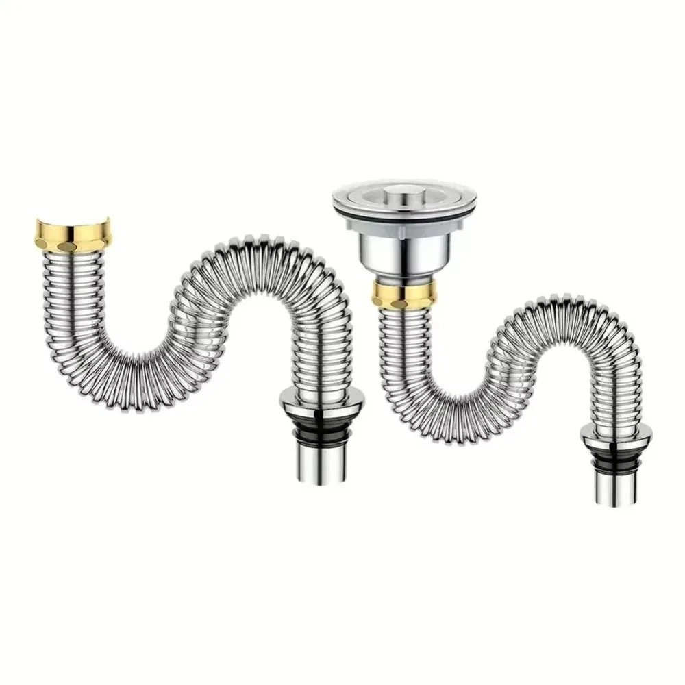 

Нержавеющая сталь, сливная труба для кухонной раковины, водяной шланг, защита от запаха, канализационный слив, перелив, сито для раковины, соединение, кухонные аксессуары