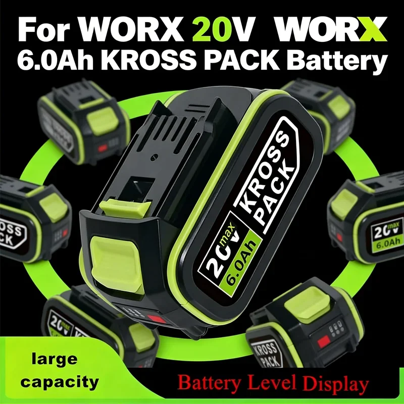 

High Capacity 20V 6.0Ah/8.0Ah Li-ion Battery 5pin For WORX WA3016 WA3023 WA3027 For Dewalt & WORX Cordless Power Tools