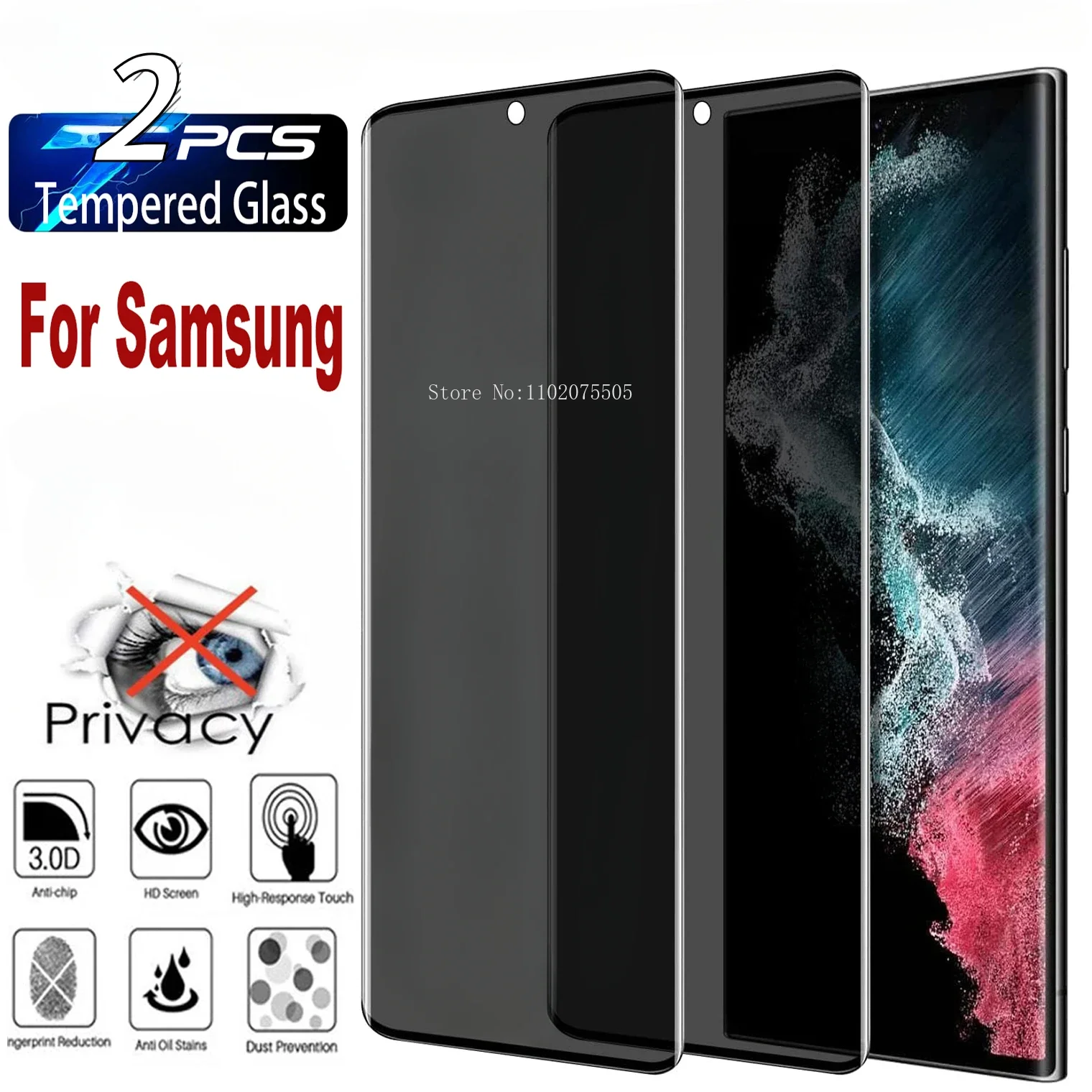 2Pcs Anti Spy Tempered For Samsung S23 S24 Ultra 5G S22 S21 S20 Plus S23 S21 S20FE S10 S9 Plus Screen Protector Privacy Glass