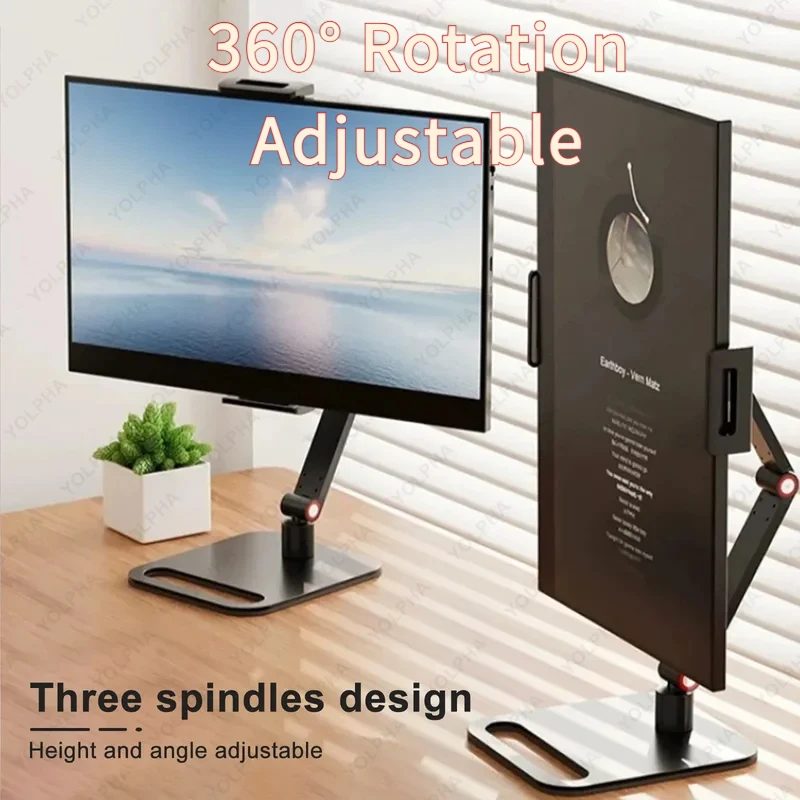 

360° Rotation Adjustable Tablet Stand Holder for iPad & Smartphone, Height Adjustable Desk Stand with Square Base