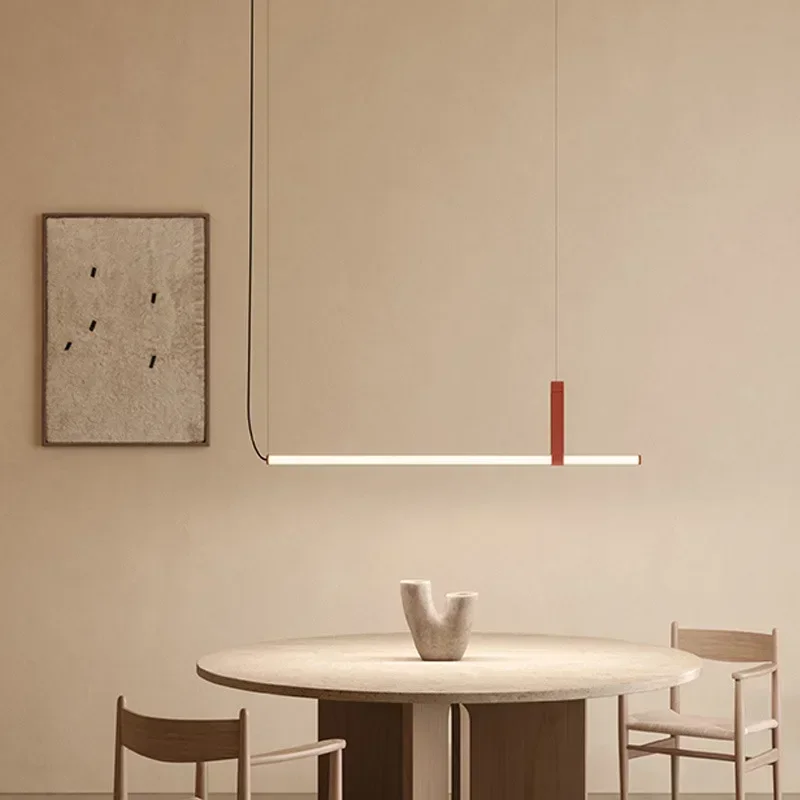 Nordic Creative Line Restaurant Pendant Light Suitable Dining Tables Bars Counters Long Strip Chandelier Indoor Glossy Designer