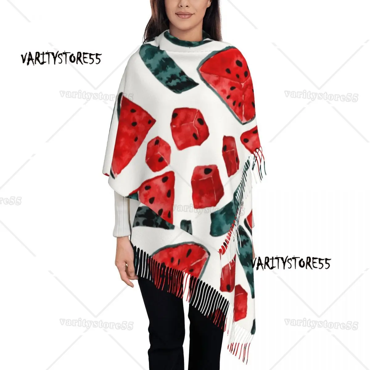 

Watercolor Watermelon Slices Womens Warm Winter Infinity Scarves Set Blanket Scarf Pure Color