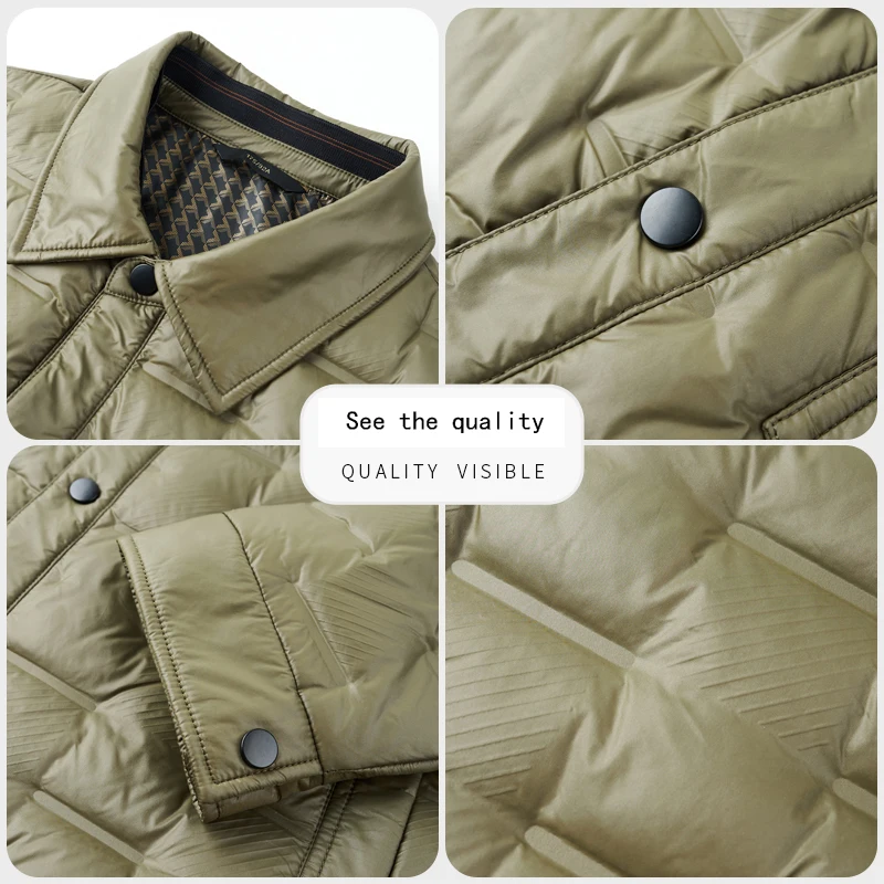 Мужской зимний пуховик средней толщины с воротником-стойкой, тонкий легкий теплый утиный пуховик, мужская одежда, одежда высокого качества
