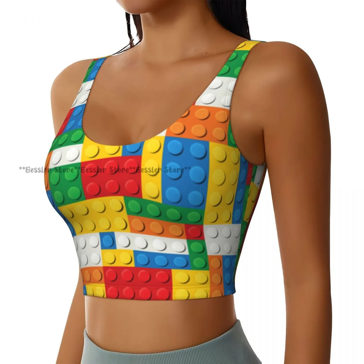 Sports Bra Women Running Yoga Clothes Vest Plastic Bricks Parts Gathering Fitness Vest