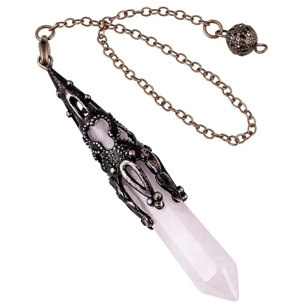 

Retro Crystal Quartz Reiki Pendulum Spiritual Hanging Crystal Pendulum Yoga Accessories Energy Gem Stone Pendant Divination