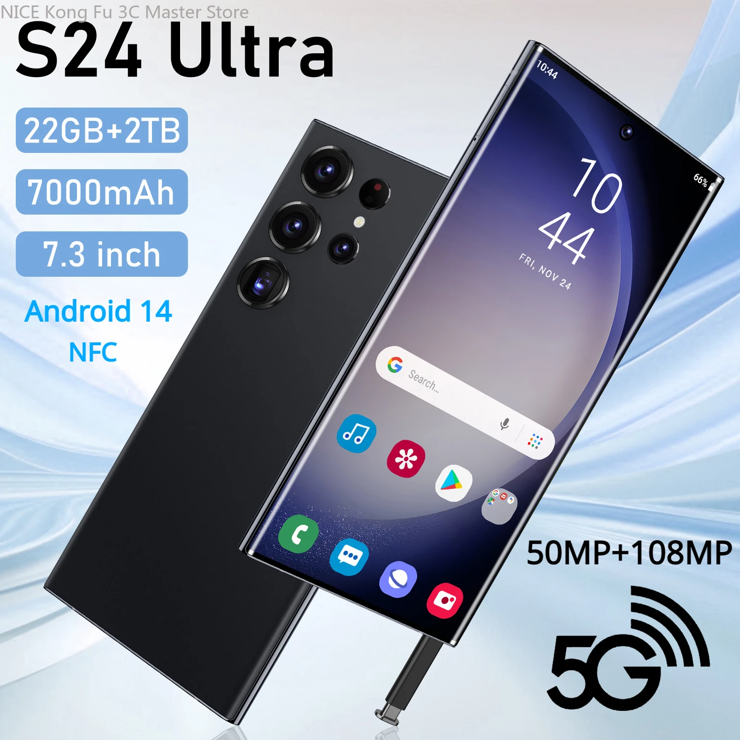 

New Original S24 Ultra Flagship Smartphone 7.3-inch 22GB+2TB Android 14 Fingerprint 7000mAh 50MP+108MP 5G Phone NFC with Stylus