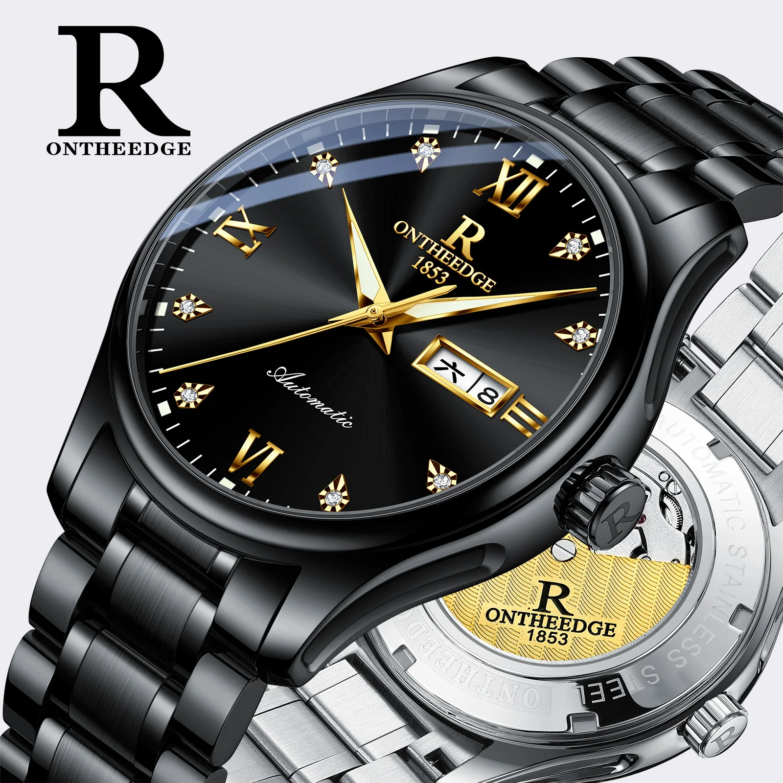 حار بيع جديد رقيقة جدا التلقائية الميكانيكية ووتش للرجال، للماء مضيئة الأعمال ساعة اليد، تصميم فاخر